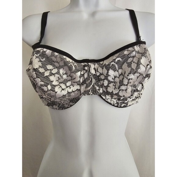 donna l'oren Bra Womens Black & White Lace Underwire Unpadded Size 38C - Picture 2 of 8